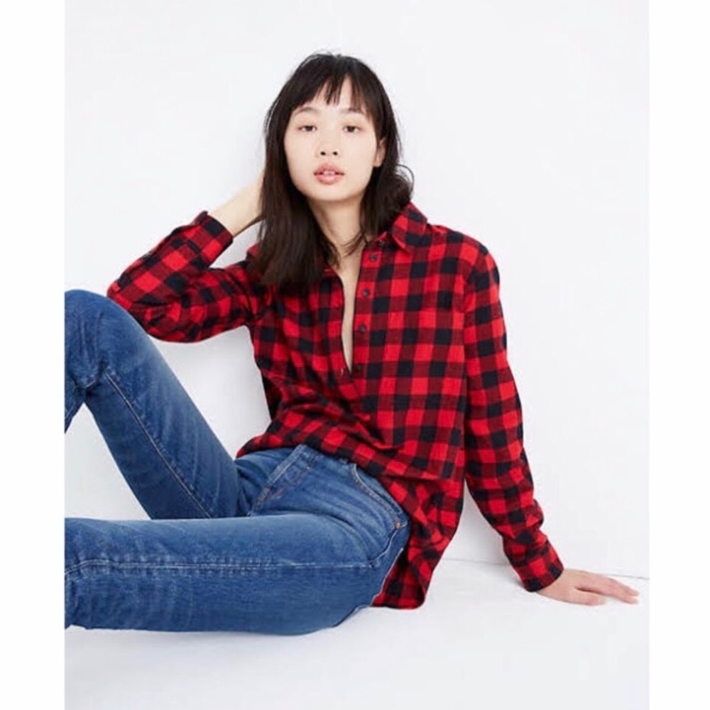 MADEWELL Flannel Popover Shirt in Buffalo Check